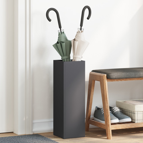 vidaXL Regn Paraplyställ med lagring Svart 15,5 x 15,5 x 49 cm Stål