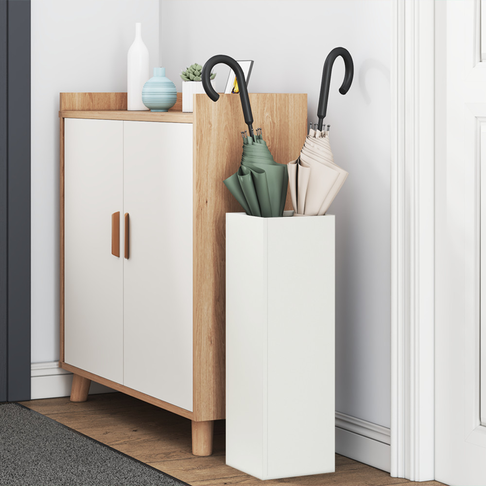 Produktbild för Regn Paraplyställ med lagring Vit 15,5 x 15,5 x 49 cm Stål
