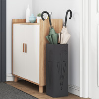 Produktbild för Regn Paraplyställ med lagring Svart 15,5 x 15,5 x 49 cm Stål