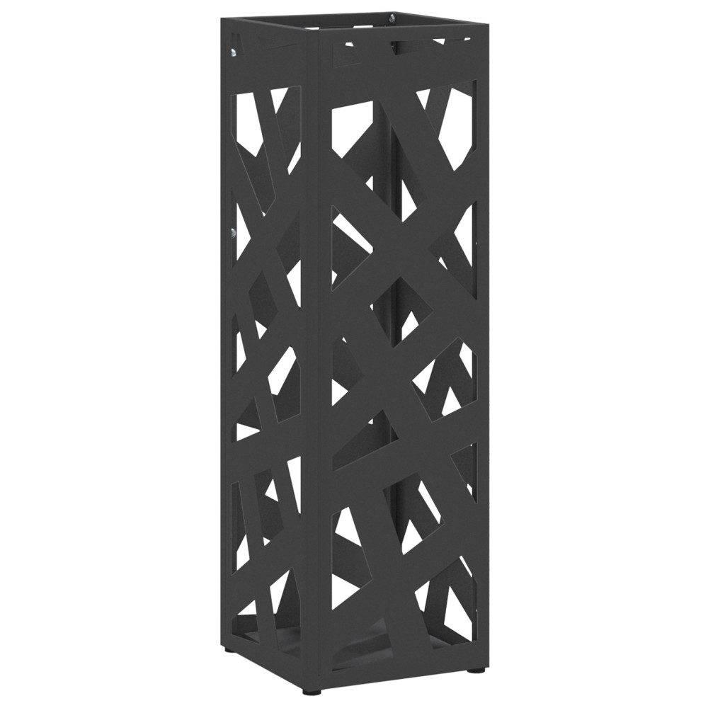 Produktbild för Regn Paraplyställ med lagring Svart 15,5 x 15,5 x 49 cm Stål