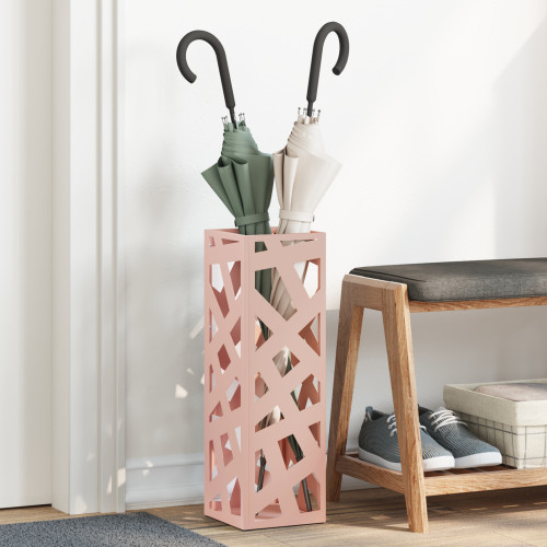 vidaXL Regn Paraplyställ med lagring Rosa 15,5 x 15,5 x 49 cm Stål