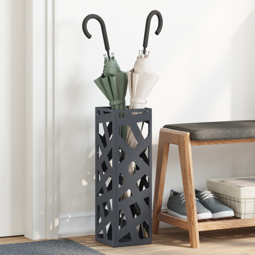 vidaXL Regn Paraplyställ med lagring Antracit 15,5 x 15,5 x 49 cm Stål