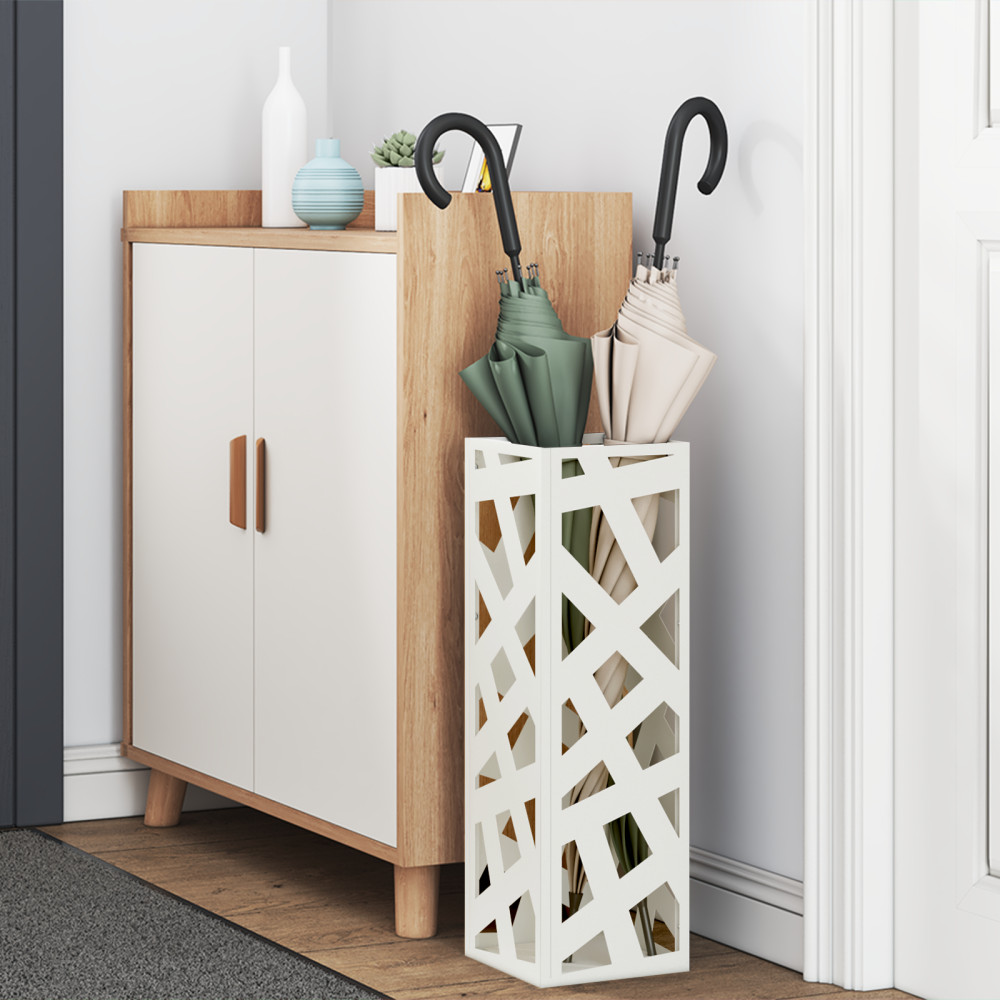 Produktbild för Regn Paraplyställ med lagring Vit 15,5 x 15,5 x 49 cm Stål