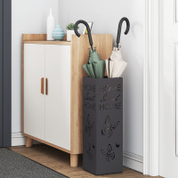Produktbild för Regn Paraplyställ med lagring Svart 15,5 x 15,5 x 49 cm Stål