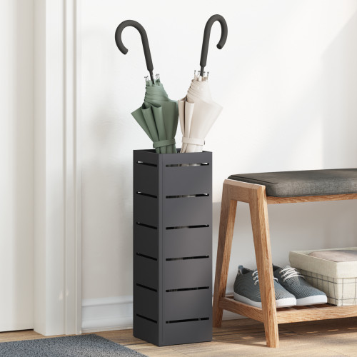 vidaXL Regn Paraplyställ med lagring Svart 15,5 x 15,5 x 49 cm Stål