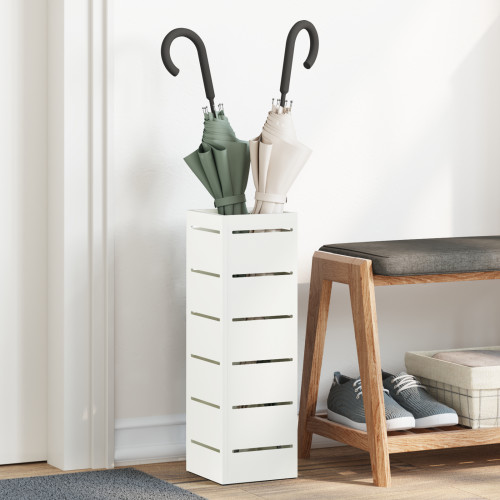vidaXL Regn Paraplyställ med lagring Vit 15,5 x 15,5 x 49 cm Stål