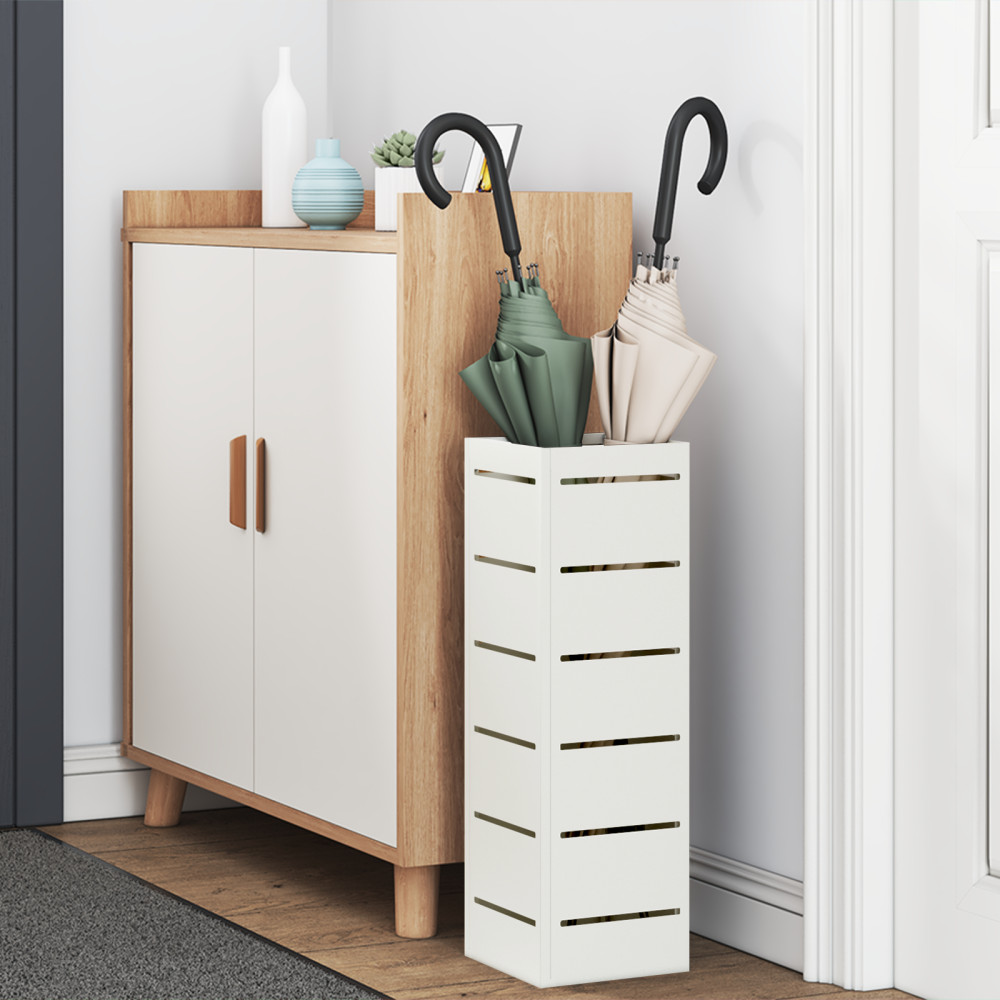 Produktbild för Regn Paraplyställ med lagring Vit 15,5 x 15,5 x 49 cm Stål