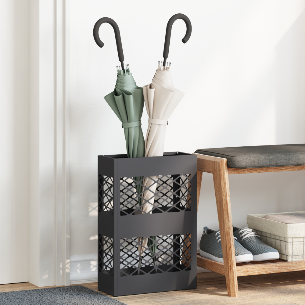 Produktbild för Regn Paraplyställ Svart 28 x 12 x 41 cm Stål