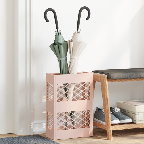 vidaXL Regn Paraplyställ Rosa 28 x 12 x 41 cm Stål