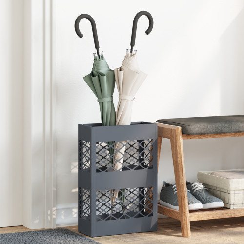 vidaXL Regn Paraplyställ Antracit 28 x 12 x 41 cm Stål