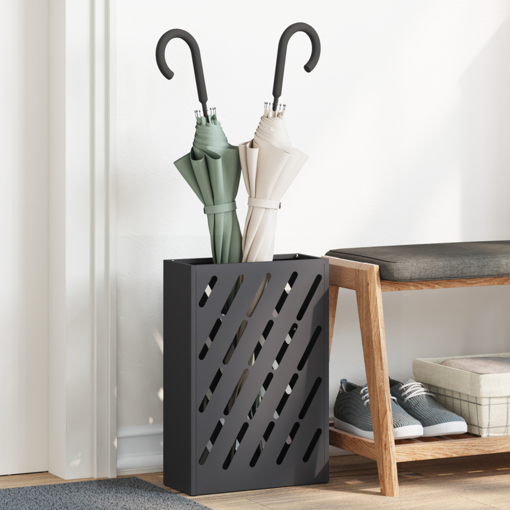 Produktbild för Regn Paraplyställ Svart 28 x 12 x 41 cm Stål