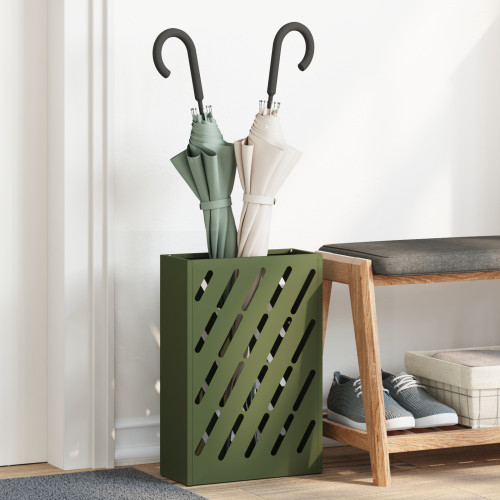 vidaXL Regn Paraplyställ Olivgrön 28 x 12 x 41 cm Stål