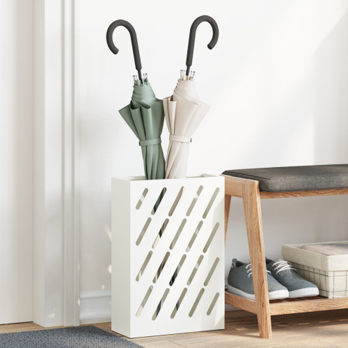 vidaXL Regn Paraplyställ Vit 28 x 12 x 41 cm Stål