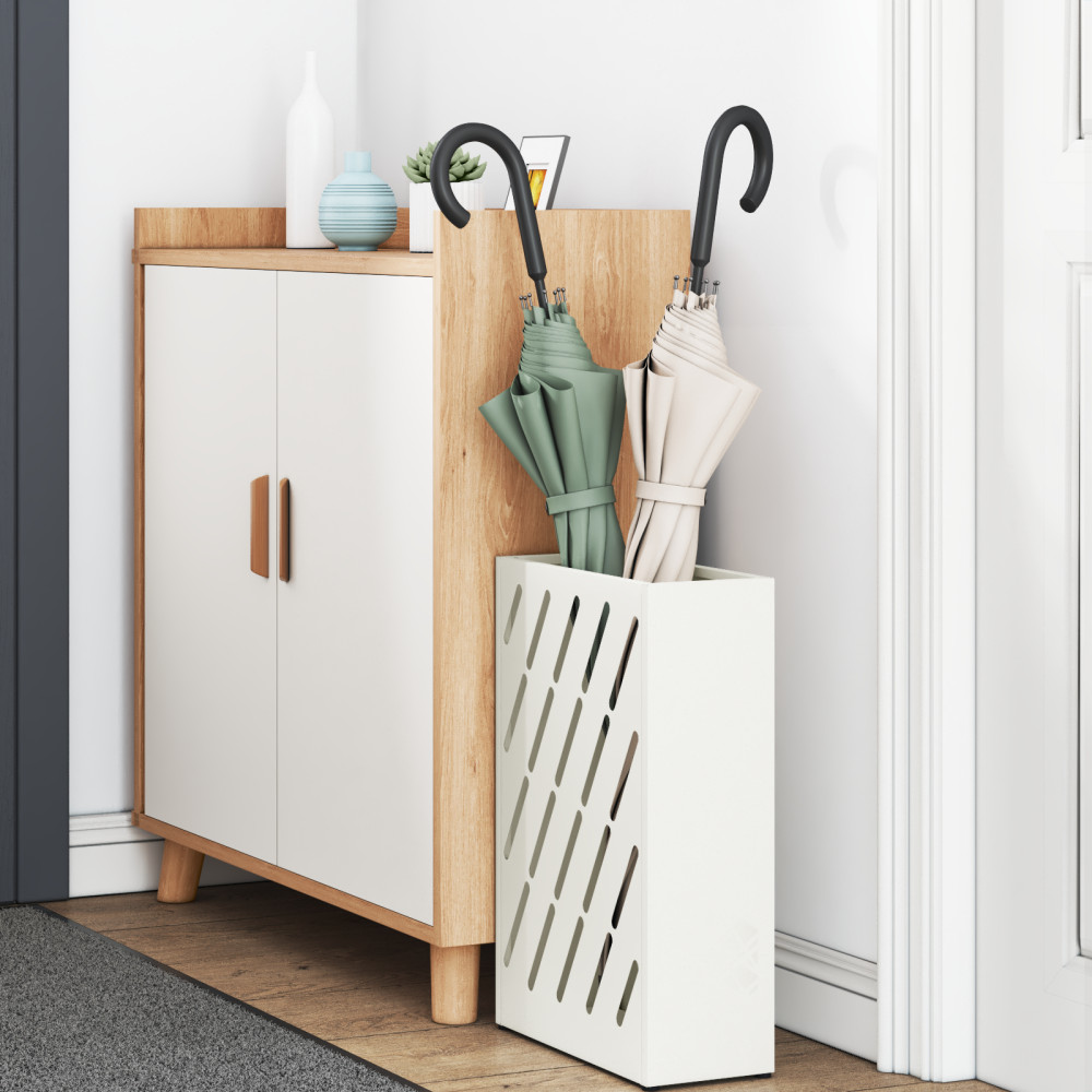 Produktbild för Regn Paraplyställ Vit 28 x 12 x 41 cm Stål