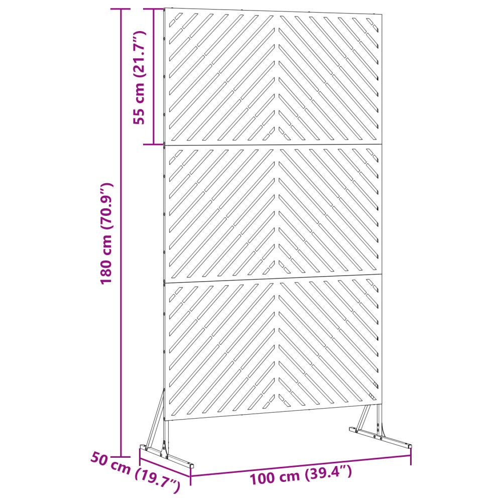 Produktbild för Avskärmningsskärm 100 x 50 x 180 cm Stål Vit