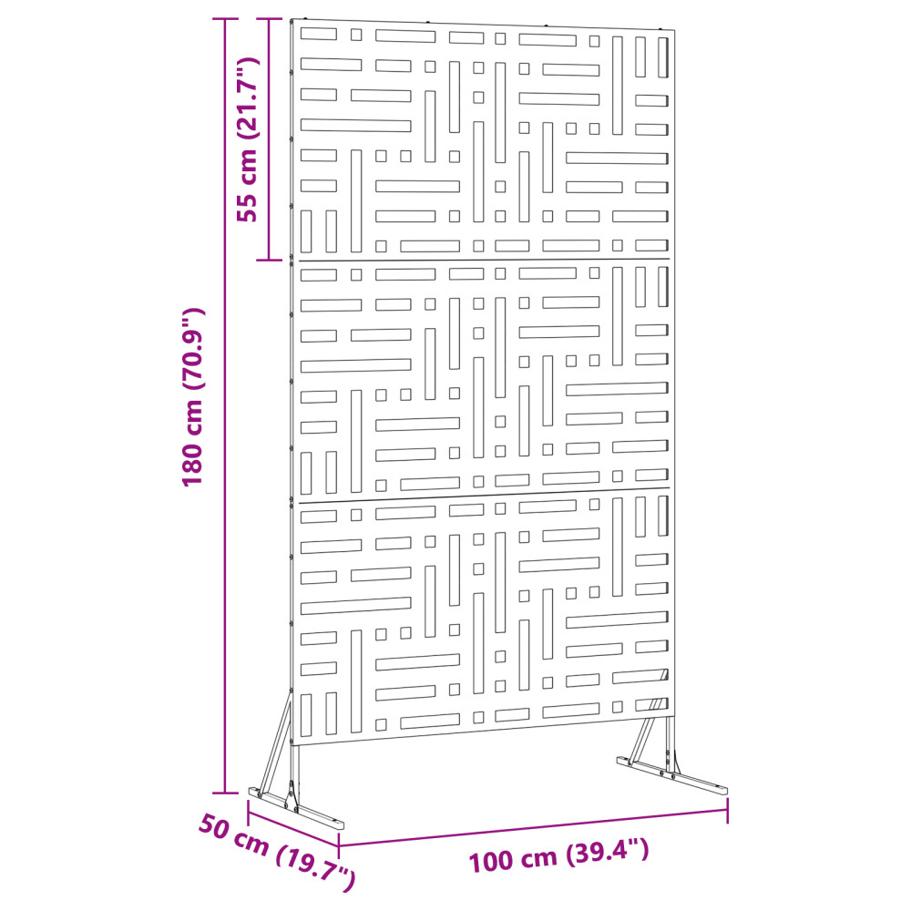 Produktbild för Avskärmningsskärm 100 x 50 x 180 cm Stål Antracit