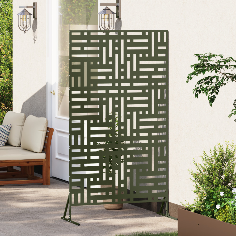 Produktbild för Avskärmningsskärm 100 x 50 x 180 cm Stål Olivgrön