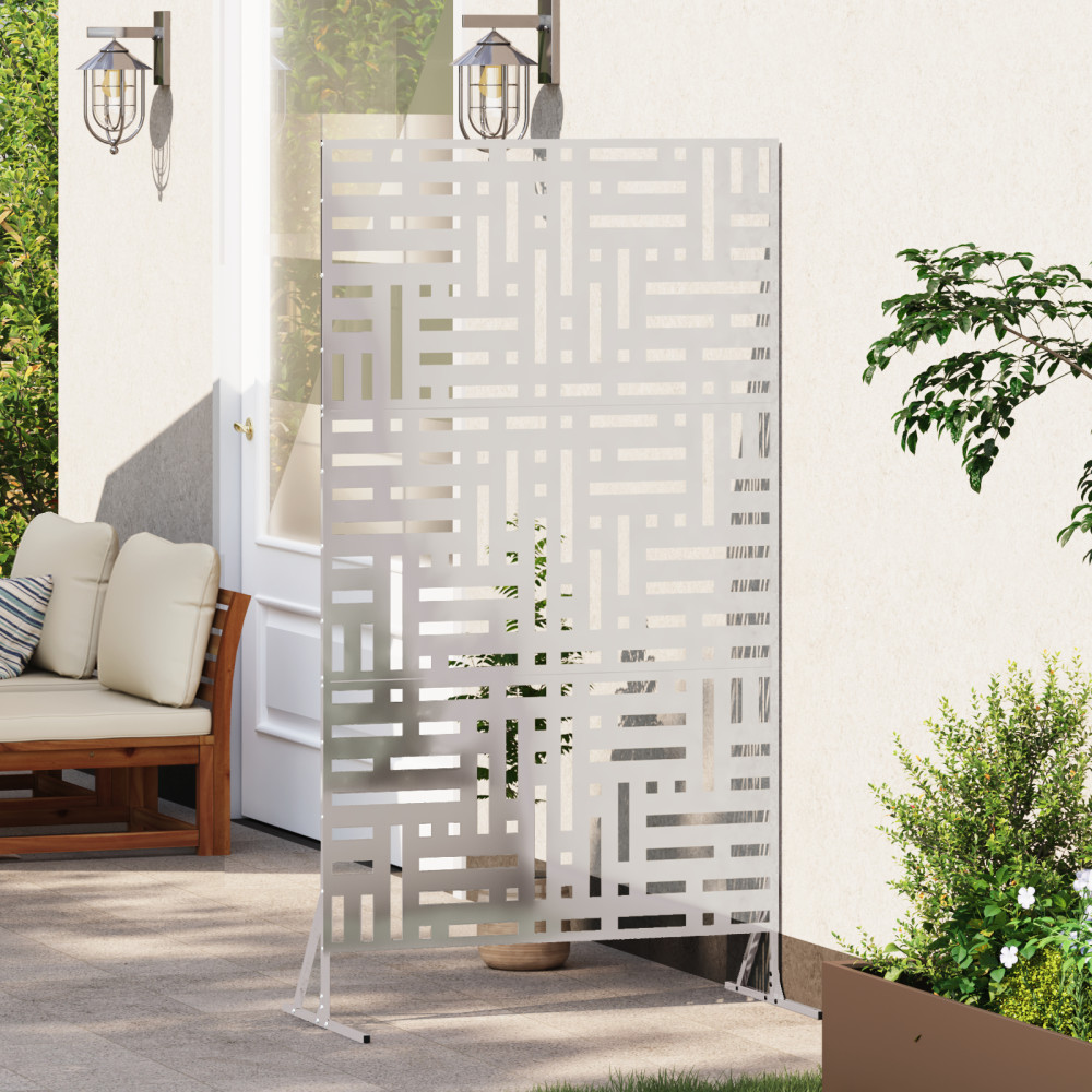 Produktbild för Avskärmningsskärm 100 x 50 x 180 cm Rostfritt stål Silver