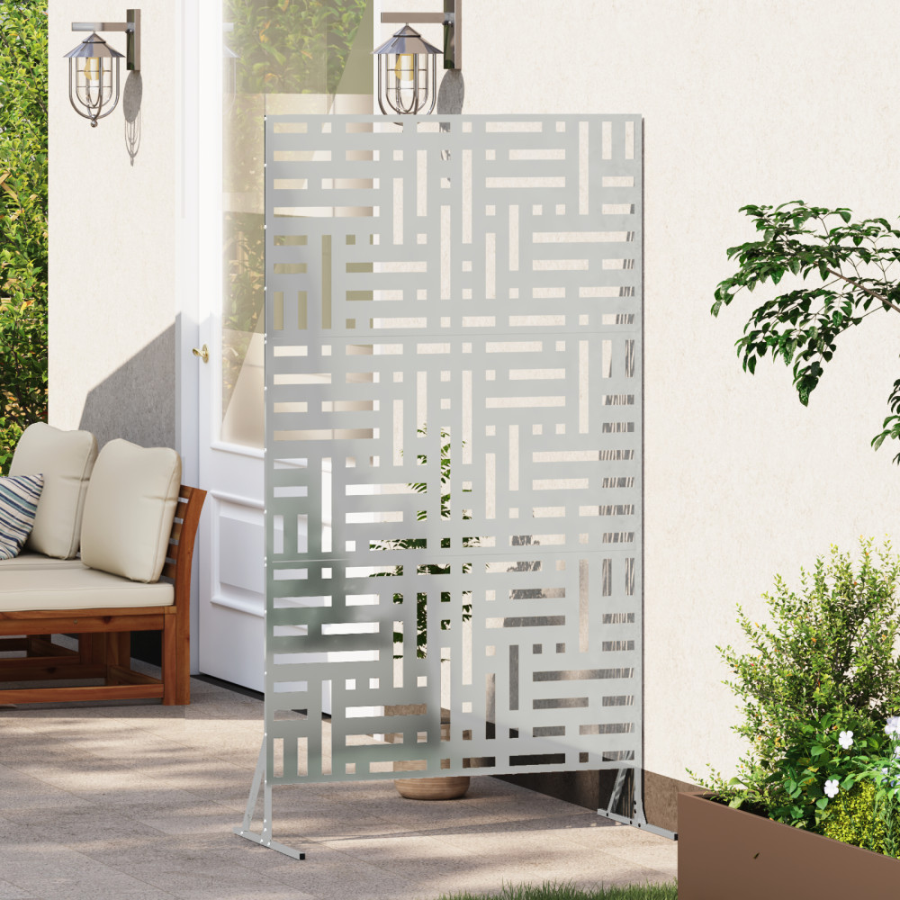 Produktbild för Avskärmningsskärm 100 x 50 x 180 cm Galvaniserat stål Silver