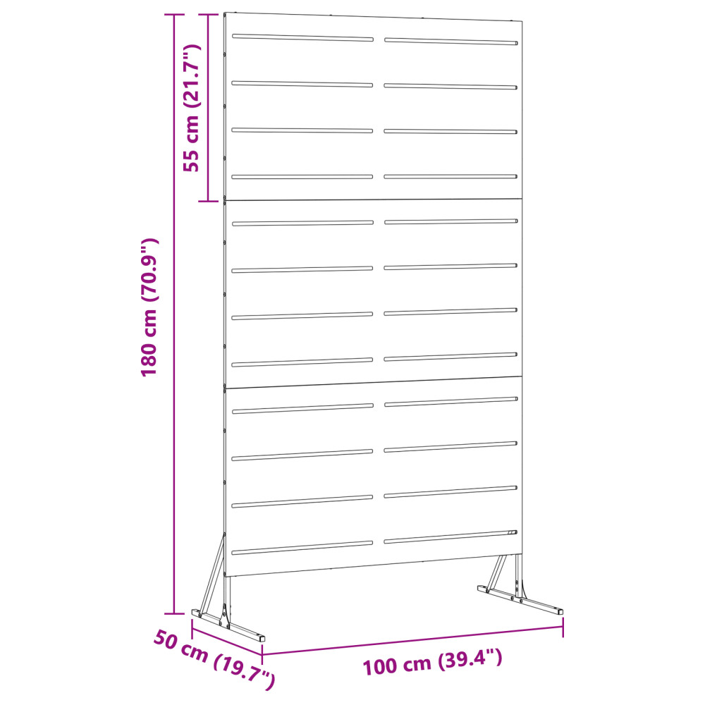 Produktbild för Avskärmningsskärm 100 x 50 x 180 cm Stål Vit