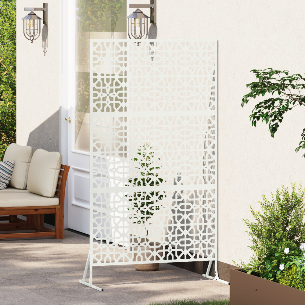 Produktbild för Avskärmningsskärm 100 x 50 x 180 cm Stål Vit