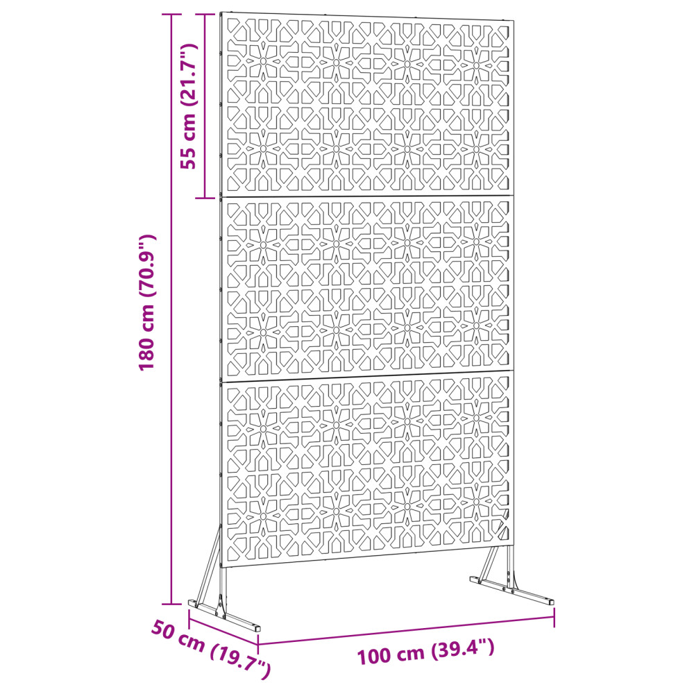 Produktbild för Avskärmningsskärm 100 x 50 x 180 cm Stål Antracit