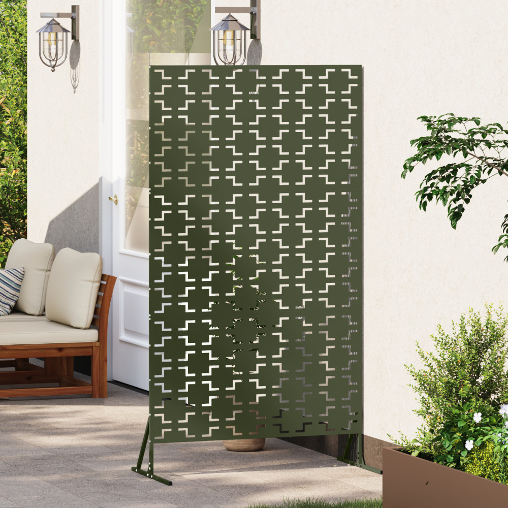 Produktbild för Avskärmningsskärm 100 x 50 x 180 cm Stål Olivgrön