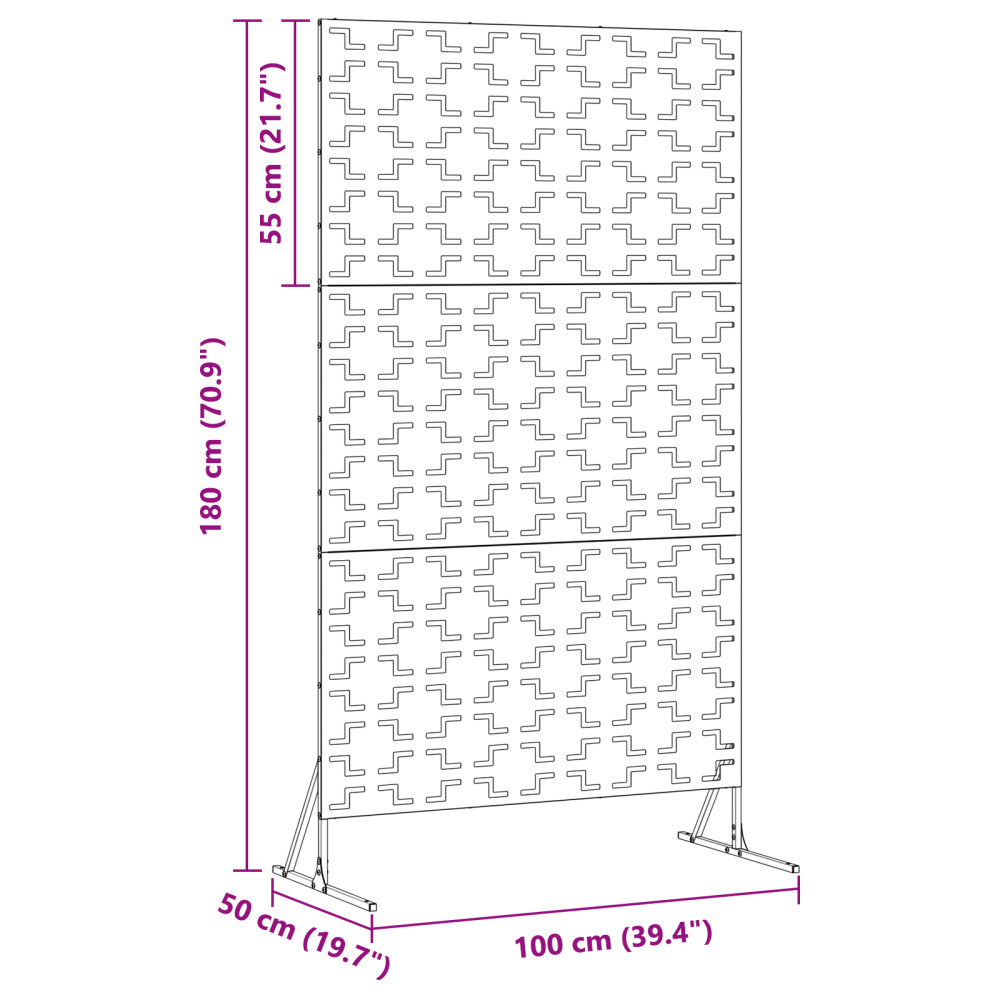 Produktbild för Avskärmningsskärm 100 x 50 x 180 cm Stål Olivgrön