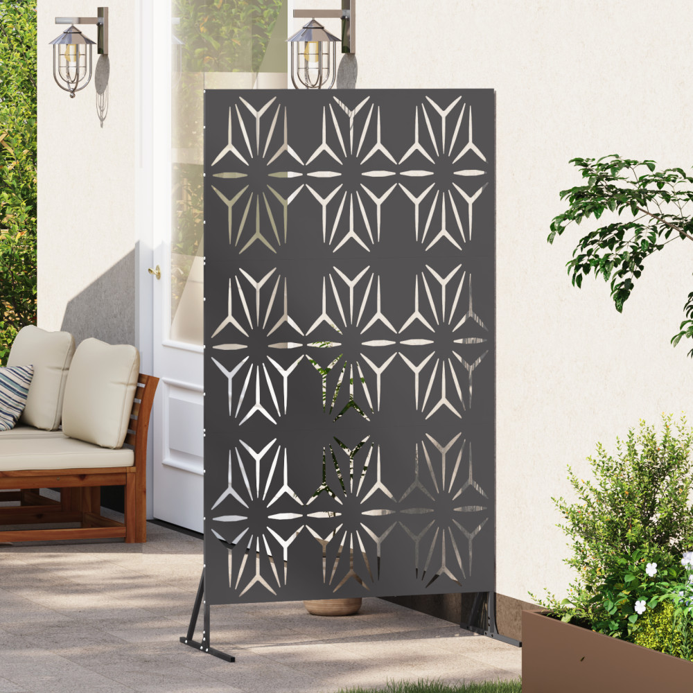 Produktbild för Avskärmningsskärm 100 x 50 x 180 cm Stål Svart