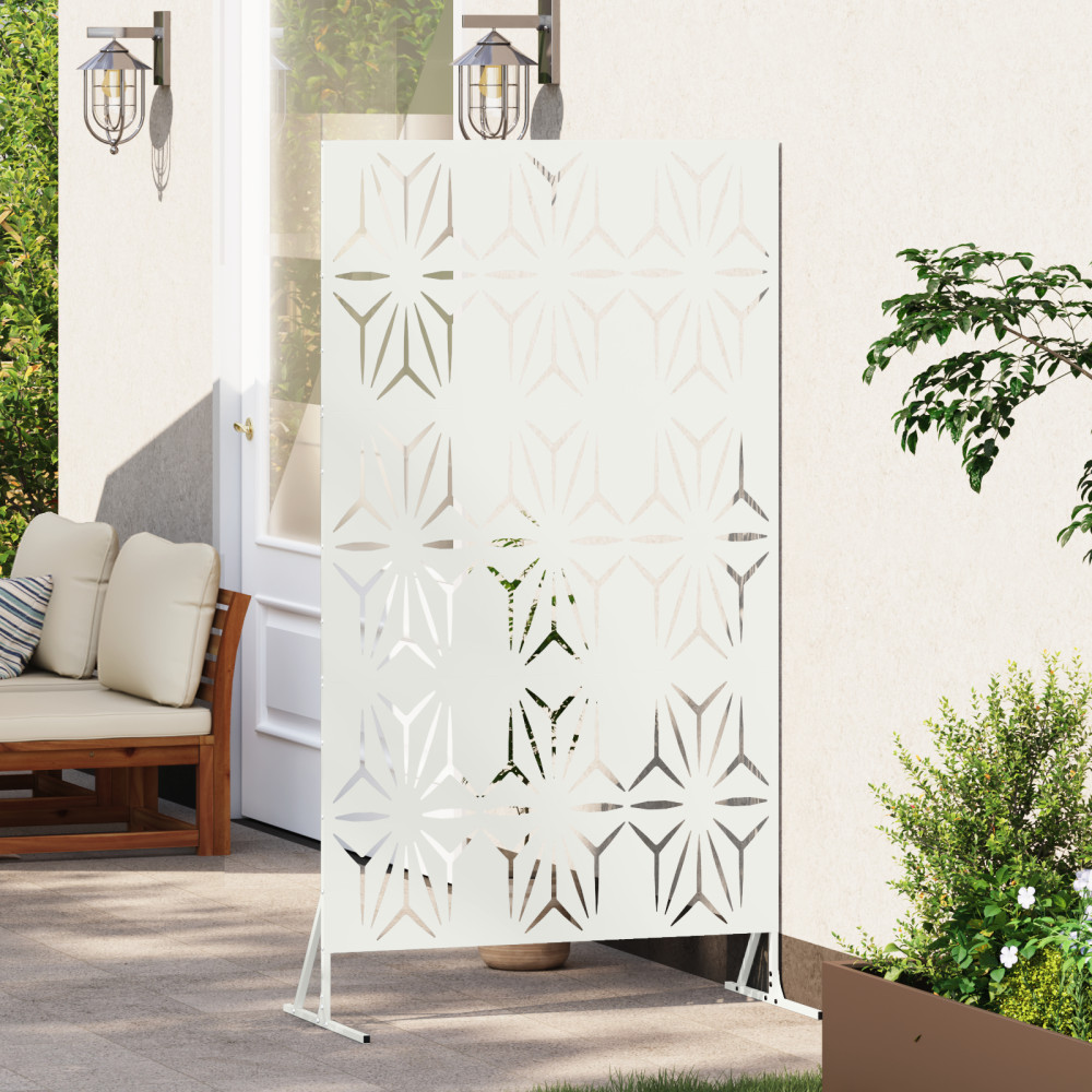Produktbild för Avskärmningsskärm 100 x 50 x 180 cm Stål Vit