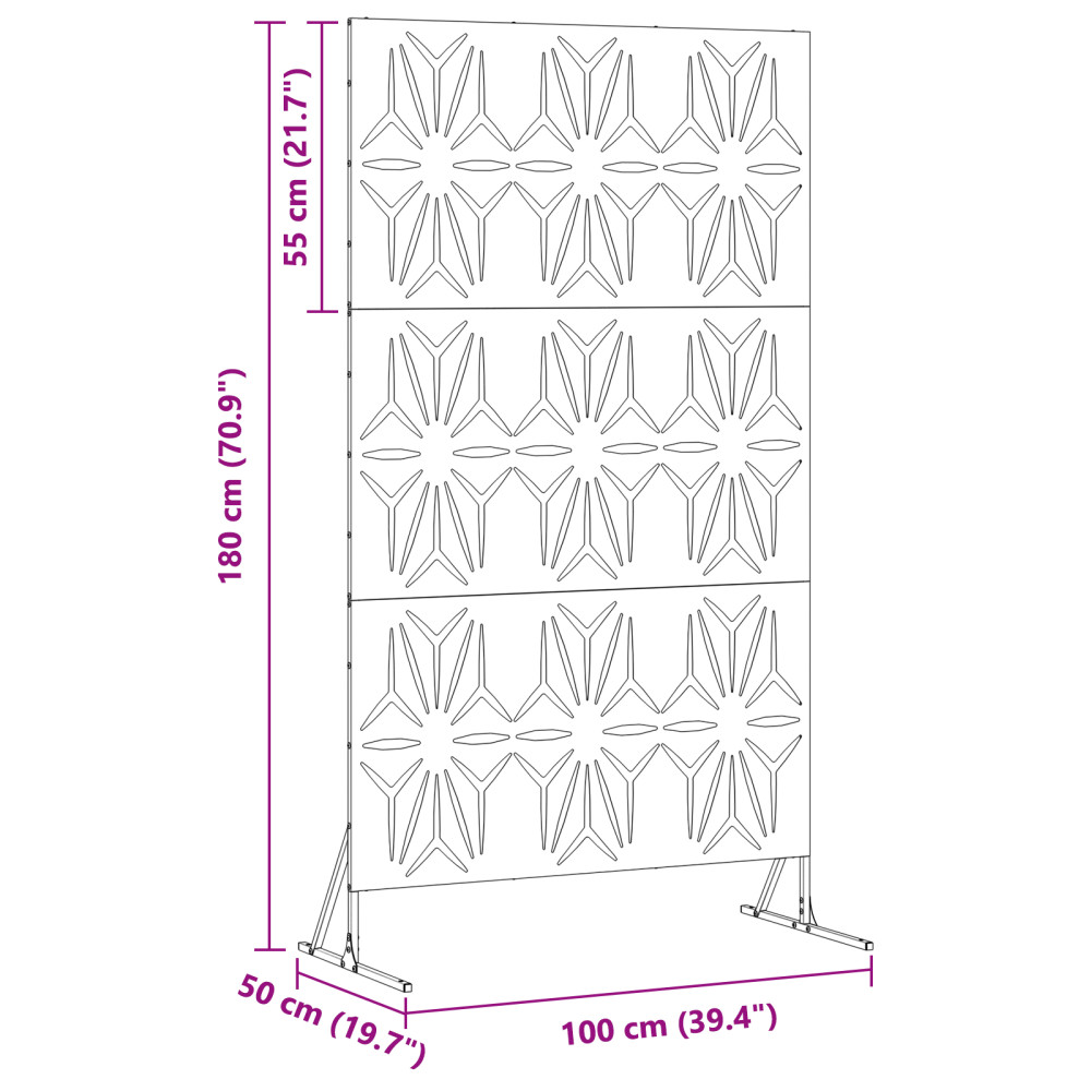Produktbild för Avskärmningsskärm 100 x 50 x 180 cm Stål Antracit
