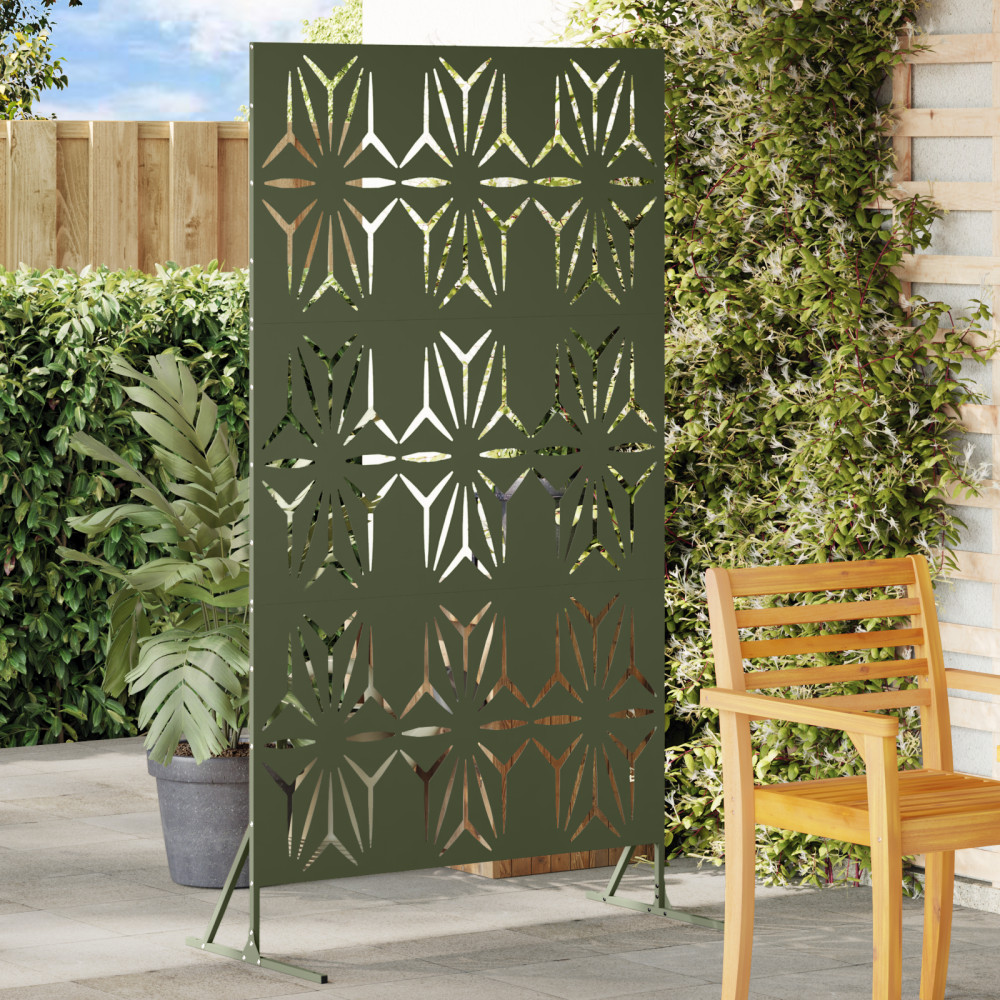 Produktbild för Avskärmningsskärm 100 x 50 x 180 cm Stål Olivgrön