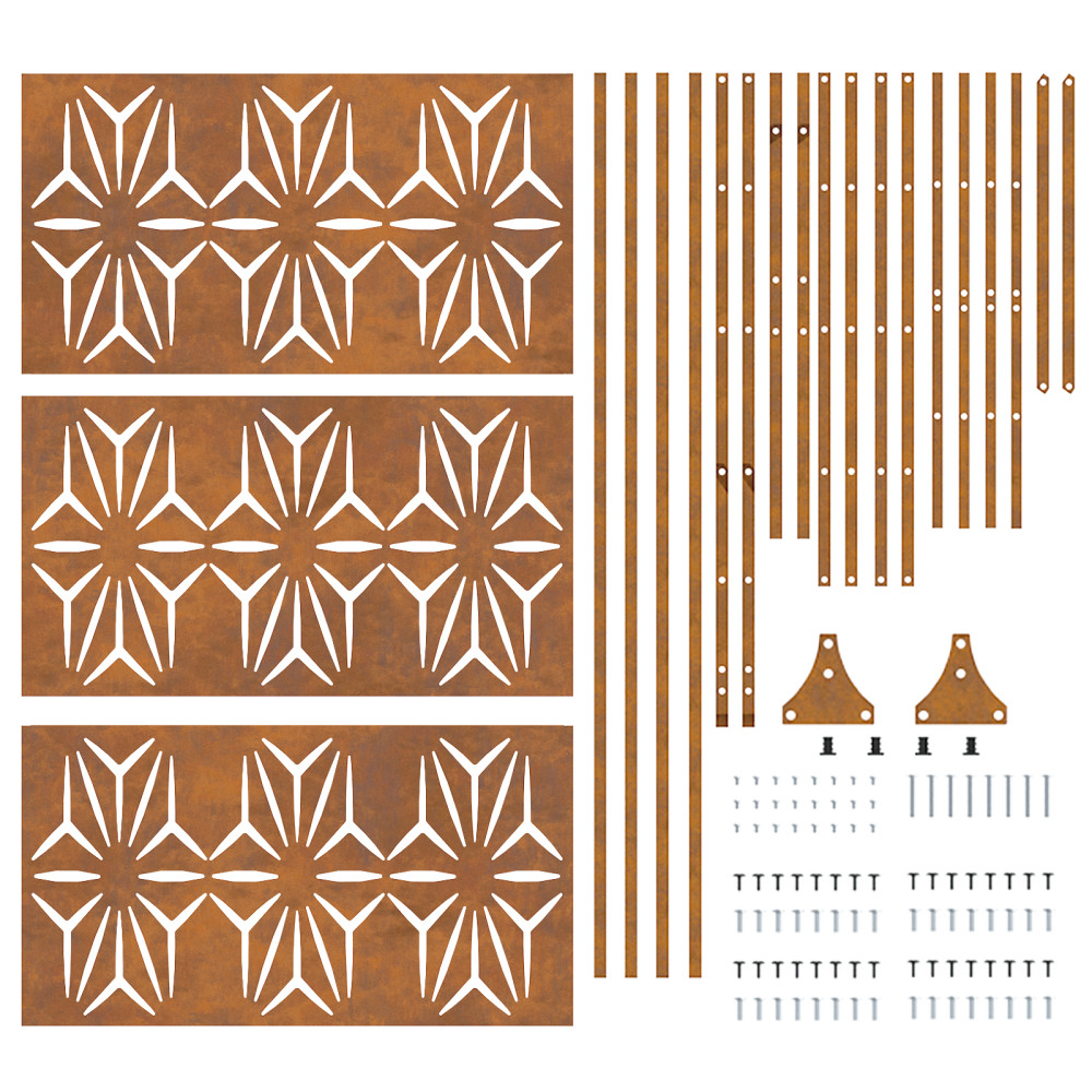 Produktbild för Avskärmningsskärm 100 x 50 x 180 cm Väderbeständig stål Rostig