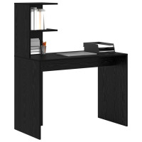 Produktbild för Skrivbord med hylla Svart Ek 102 x 50 x 124 cm Konstruerat trä