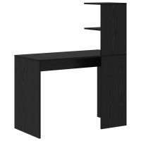 Produktbild för Skrivbord med hylla Svart Ek 102 x 50 x 124 cm Konstruerat trä