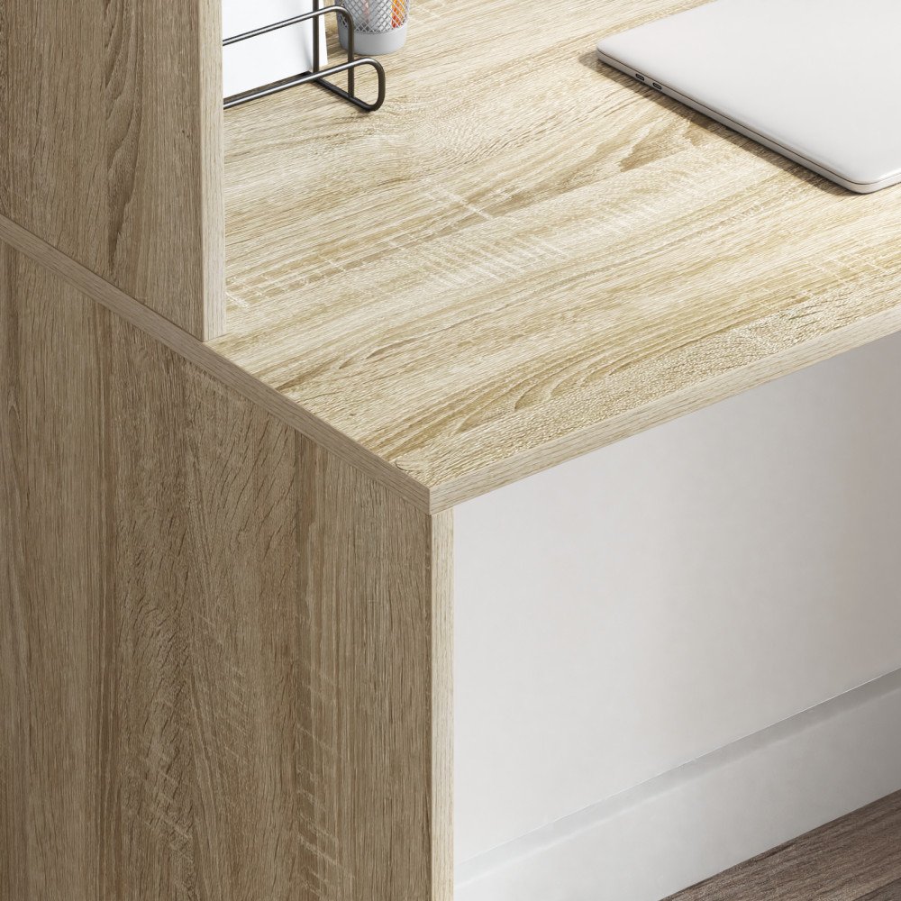 Produktbild för Skrivbord med hylla Sonoma ek 102 x 50 x 124 cm Konstruerat trä