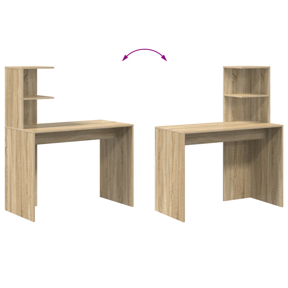 Produktbild för Skrivbord med hylla Sonoma ek 102 x 50 x 124 cm Konstruerat trä