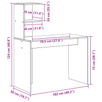 Produktbild för Skrivbord med hylla Betonggrå 102 x 50 x 124 cm Konstruerat trä