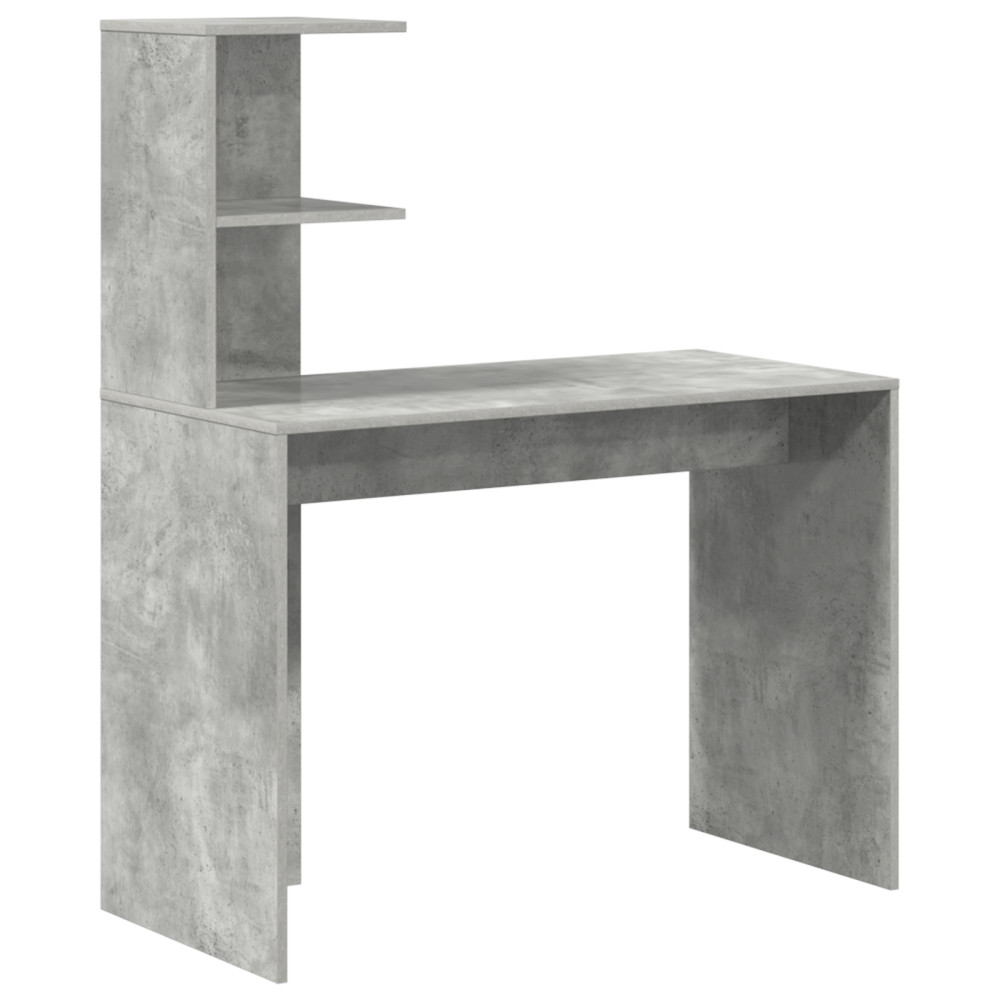 Produktbild för Skrivbord med hylla Betonggrå 102 x 50 x 124 cm Konstruerat trä