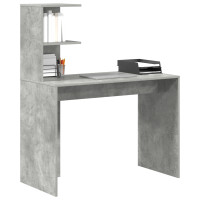 Produktbild för Skrivbord med hylla Betonggrå 102 x 50 x 124 cm Konstruerat trä