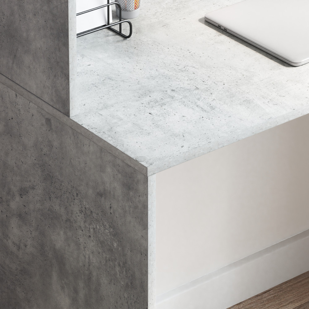 Produktbild för Skrivbord med hylla Betonggrå 102 x 50 x 124 cm Konstruerat trä