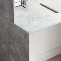 Produktbild för Skrivbord med hylla Betonggrå 102 x 50 x 124 cm Konstruerat trä