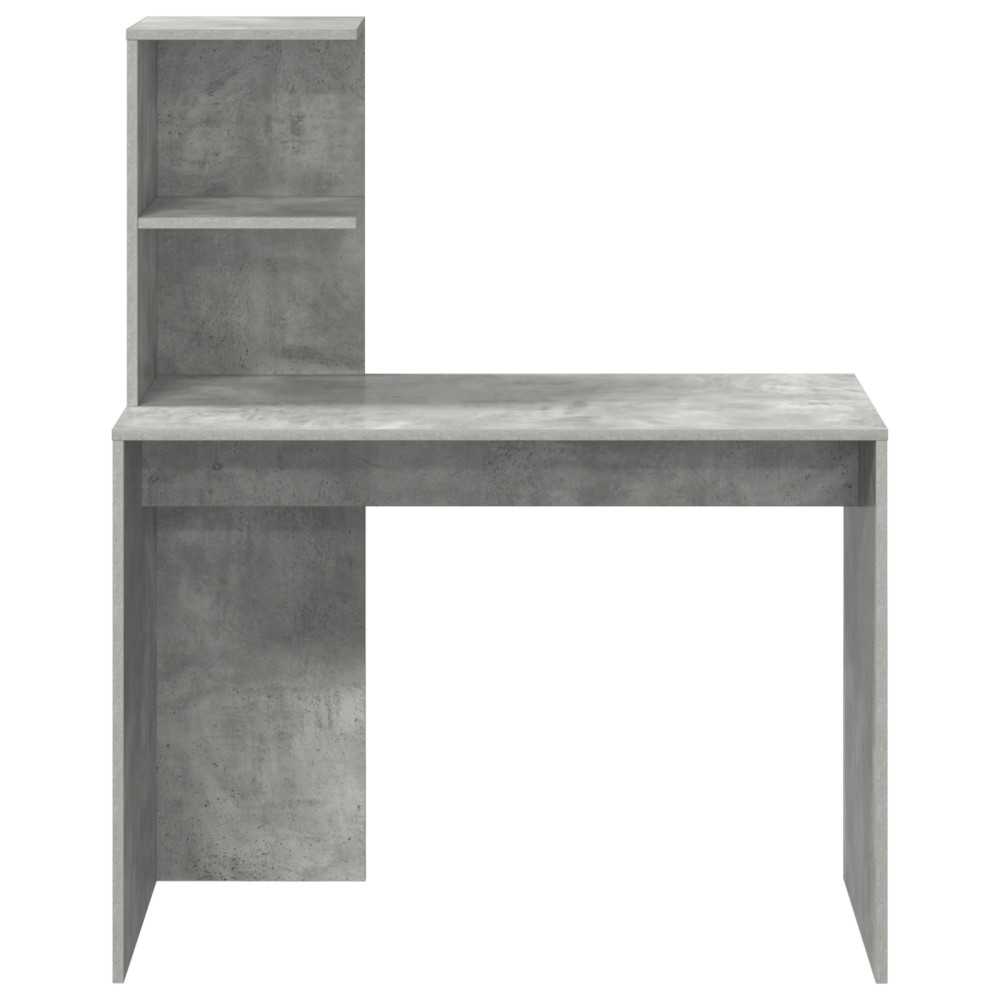 Produktbild för Skrivbord med hylla Betonggrå 102 x 50 x 124 cm Konstruerat trä