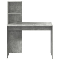 Produktbild för Skrivbord med hylla Betonggrå 102 x 50 x 124 cm Konstruerat trä