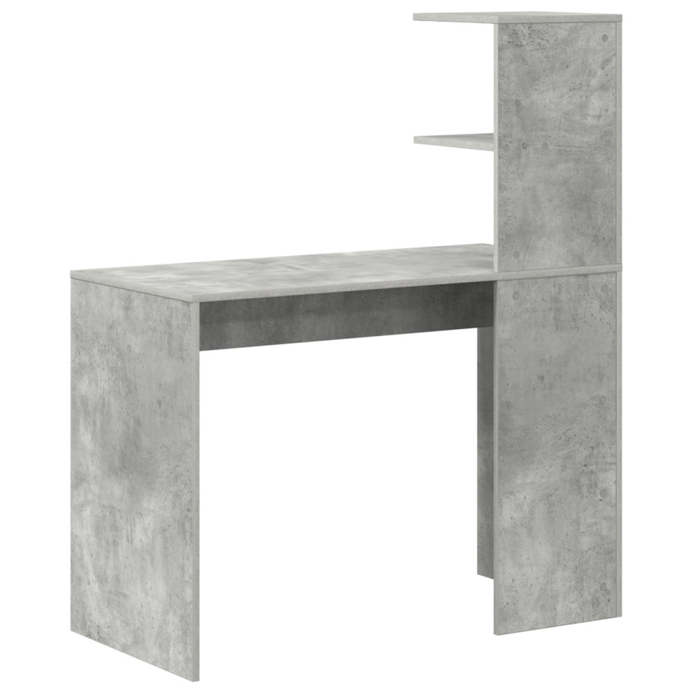 Produktbild för Skrivbord med hylla Betonggrå 102 x 50 x 124 cm Konstruerat trä