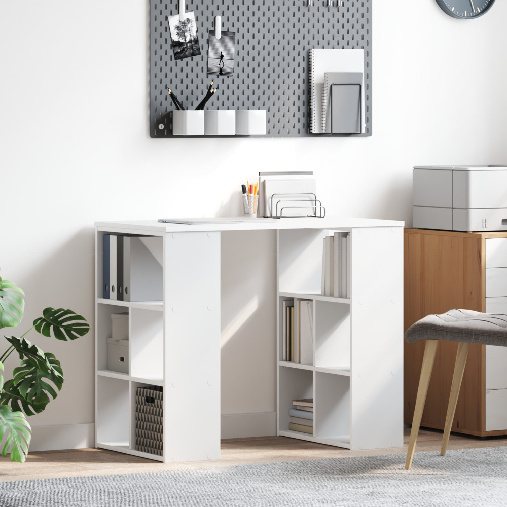 Produktbild för Skrivbord med hylla Vit 90 x 50 x 75 cm Konstruerat trä