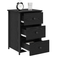 Produktbild för Nattduksbord med låda 2 pcs Svart Ek 40 x 36 x 60 cm