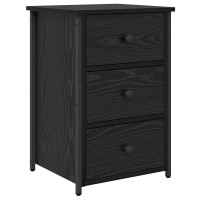 Produktbild för Nattduksbord med låda 2 pcs Svart Ek 40 x 36 x 60 cm
