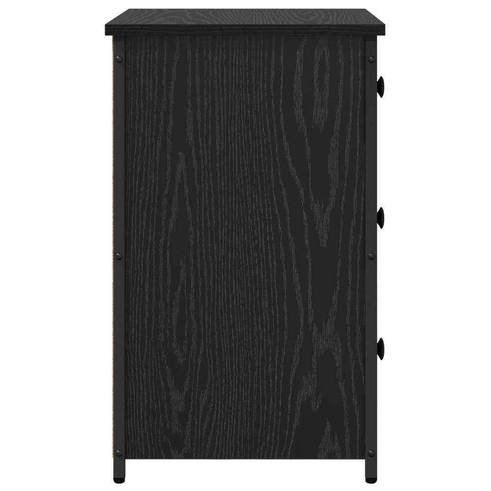 Produktbild för Nattduksbord med låda 2 pcs Svart Ek 40 x 36 x 60 cm