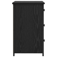 Produktbild för Nattduksbord med låda 2 pcs Svart Ek 40 x 36 x 60 cm